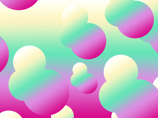 3d image.  Gradient bright colored abstract circles with colorful gradient background. Bright trendy background with gradient background.