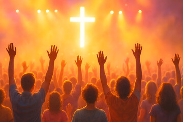 Uplifting Celebration Gathering: Joyful Crowd at a Public Event