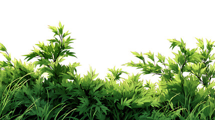 Fototapeta premium Lush green foliage with vibrant leaves against a clean white background, ideal for nature themes