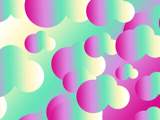 3d image.  Gradient bright colored abstract circles with colorful gradient background. Bright trendy background with gradient background.