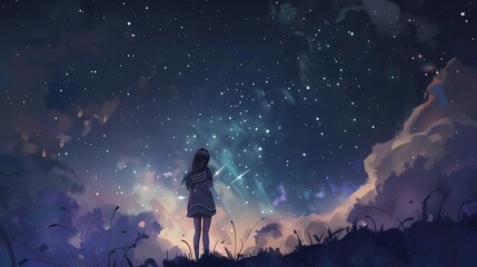 Obraz premium Dreamy starry sky creative illustration design background