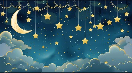 Fototapeta premium Dreamy starry sky creative illustration design background