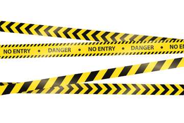 Vector realistic yellow police no entry, keep out sign, warning caution tape marking restricted area	
