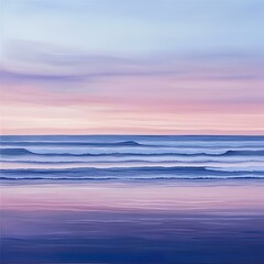 Obraz premium Twilight Horizon of Blush and Lavender Over Gentle Ocean
