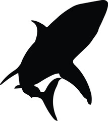 Vector EPS Black Silhouette of a Shark - Marine Wildlife Illustration for Design and Ocean-Themed Projects