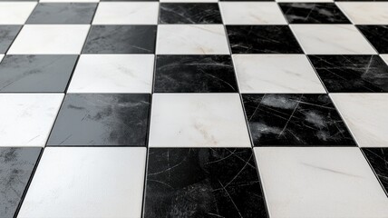 Classic Black and White Checkered Marble Tile Floor Pattern checkered pattern floor black white grid