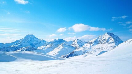 Fototapeta premium Explore breathtaking white snowy mountains under a clear blue sky.