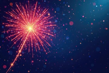 Abstract vector fireworks bursting in vibrant colors, dynamic and celebratory design , festive background, sparks, shapes