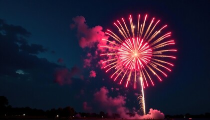 Vibrant firework explosion at night, colorful bursts against dark sky , night, stars