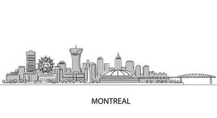 Naklejka premium Montreal Cityscape Line Art Illustration