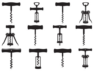 CORKSCREW SILHOUETT WHITE BACKGROUND