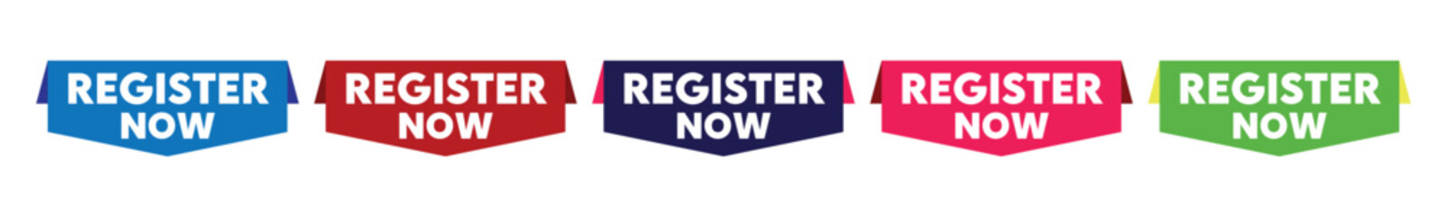 Set of modern web banners register now. Vector illustration
