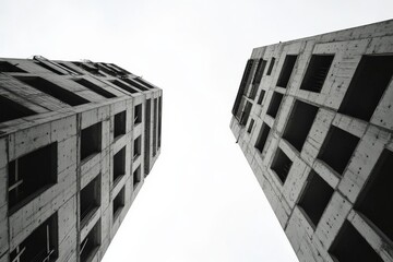 Concrete towers reaching skyward in urban environment