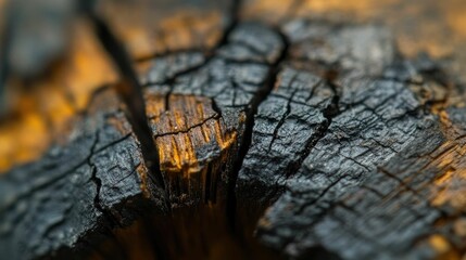 Charred wood texture detail close-up