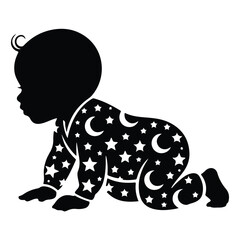 A silhouette of baby vector on a white background