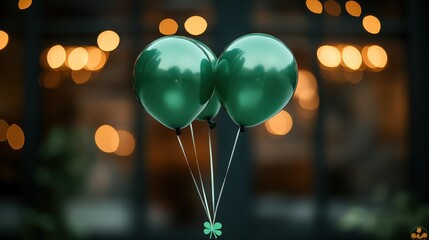 Green balloons with shamrock in festive setting for celebrations