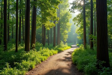 Obraz premium Hiking Paradise: Exploring a Quiet Forest within the National Park