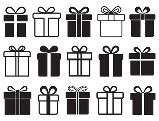 GIFT BOX ICONS SILHOUETTE