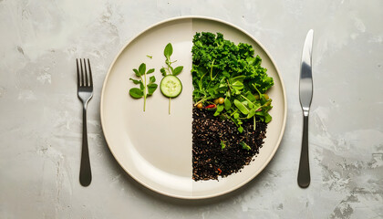 Artistic Depiction of a Dinner Plate Split into Sections Showing Sustainable Farming