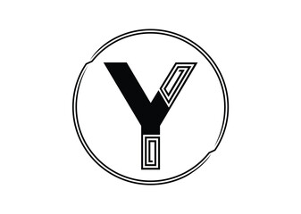 Letter Y Logo with Abstract Stripe Line Pattern