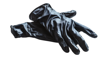 Professional Black Nitrile Gloves Isolated on White Background for Medical and Laboratory Use