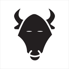 Silhouette of bull head black and white flat vector icon design

