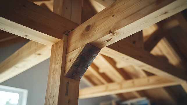 Close-up of Wooden Beam Construction