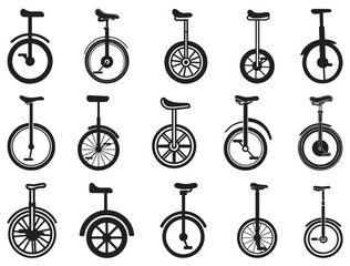 UNICYCLES SILHOUETTE WHITE BACKGROUND © Muhammad