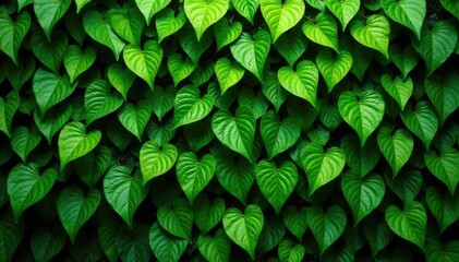 Fototapeta premium Intricate wall covered in lush, vibrant green leaves, creating a natural, living wall , growth, pattern, creeper