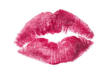 Lipstick kiss isolated on white background. Close-up.