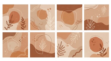 Earthy Hues Abstract Set
