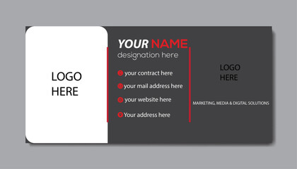 Corporate electronic mail signature banner vector template and minimal layout design