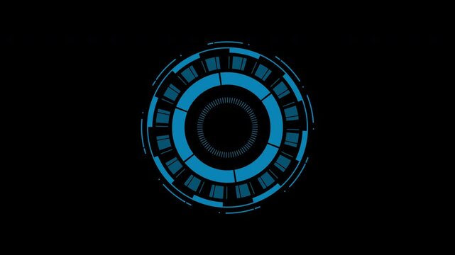 Circle Blue Holographic Endless or Infinite  Loop &ndash; Futuristic Tech Spin Interface. a loopable spinning motion from second 2 to 18.
