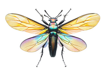 Stunning Colorful Beetle with Vibrant Wings . Transparent background PNG