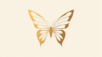 A golden butterfly illustration with symmetrical wings on a cream background