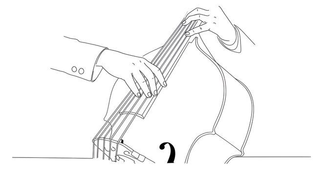black and white double bass playing clip art preview