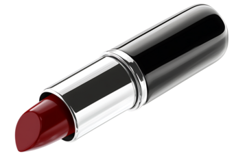 Dark red lipstick with black and silver tube isolated