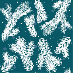 Pine branch pattern fir tree endless seamless pattern. Vector illustration
