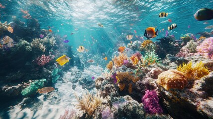 Naklejka premium Vibrant underwater coral reef