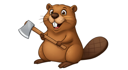 Funny cartoon beaver with big teeth, great for comics, T-shirt prints, or branding.