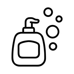Soap dispenser with bubbles icon in black outline style
