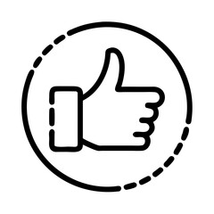 Thumbs up in circle icon in black outline style