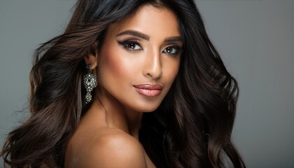 Fototapeta premium Beautiful indian woman with shiny hair 