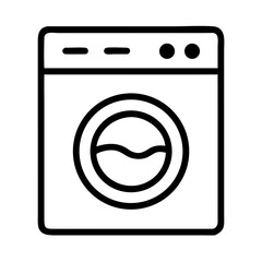 Washing machine icon in black outline style