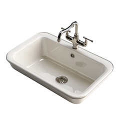Title: Sleek Modern Kitchen Sink with Minimalist Design on Transparent Background

