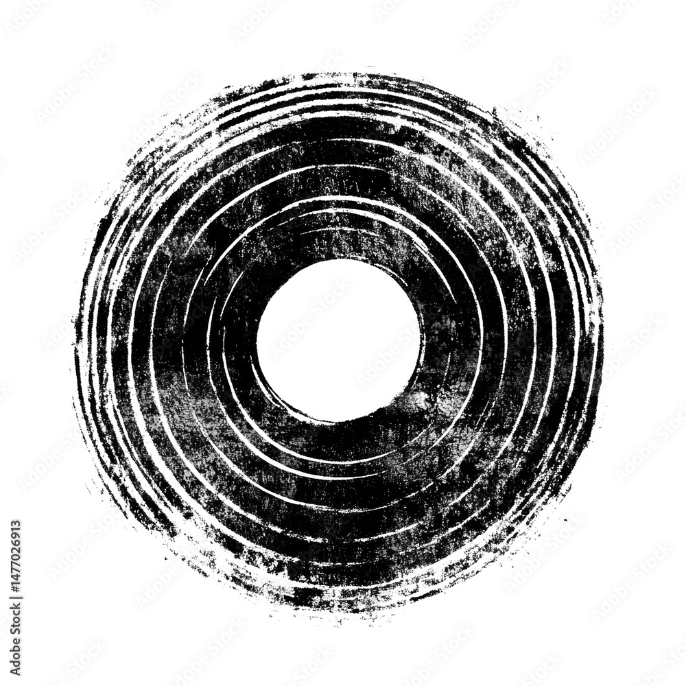 Poster circular white shape, texture, graphic element representing cosmic energy and dimension on isolated 