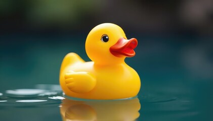 Close-up of a single rubber duck, smooth surface , minimal, bright