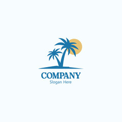 Obraz premium Tropical Palm Tree Logo Vector Design