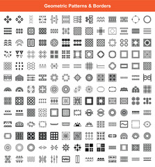 Assorted Geometric Pattern Borders Collection, Icons, Art Elements, Decoration, and Designs
