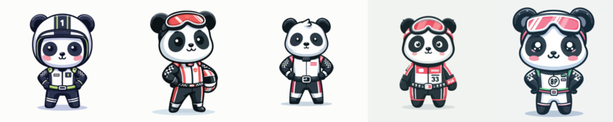 cute panda vector in racer costume